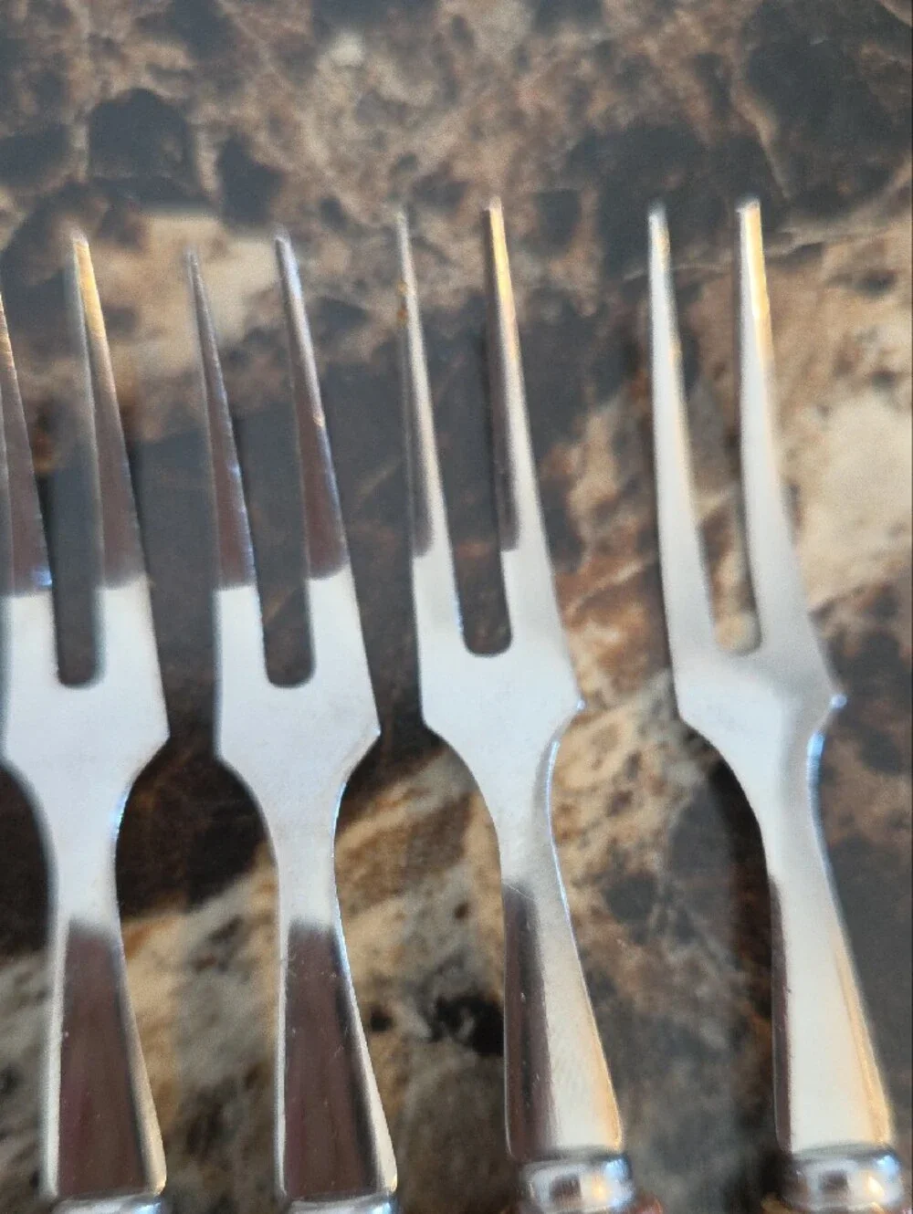 ​Vintage MCM Teak Wood Cocktail Appetizer Forks Set of 6 Stainless Japan Boxed